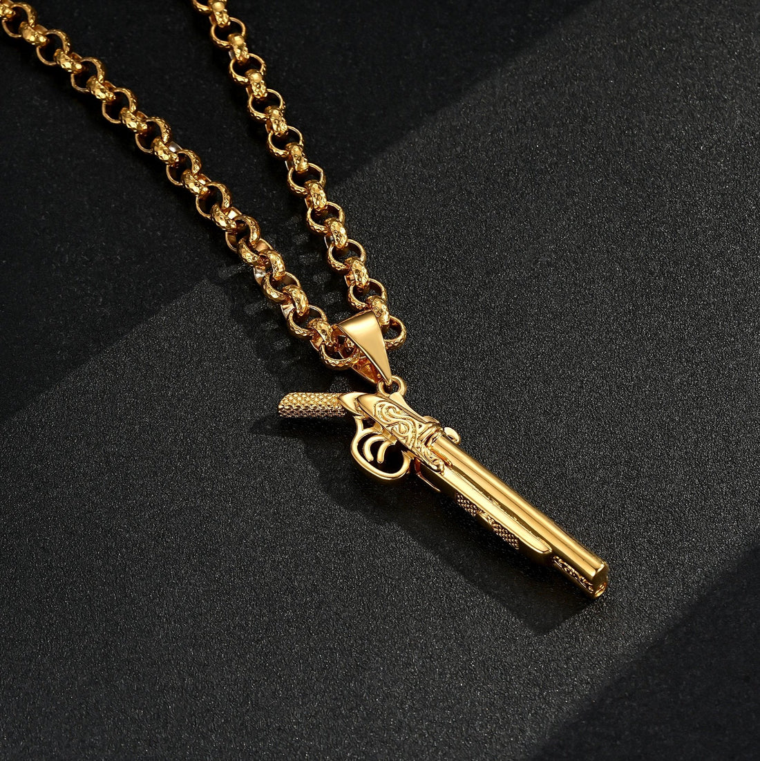 Gold Filled Bonded Double Barrel Shotgun Pendant 24 Inches