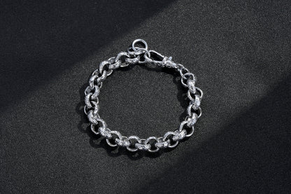 New 12mm Diamond-Patterned Belcher Bracelet with Albert Clasp – Premium Silver-Filled, 8 Inch