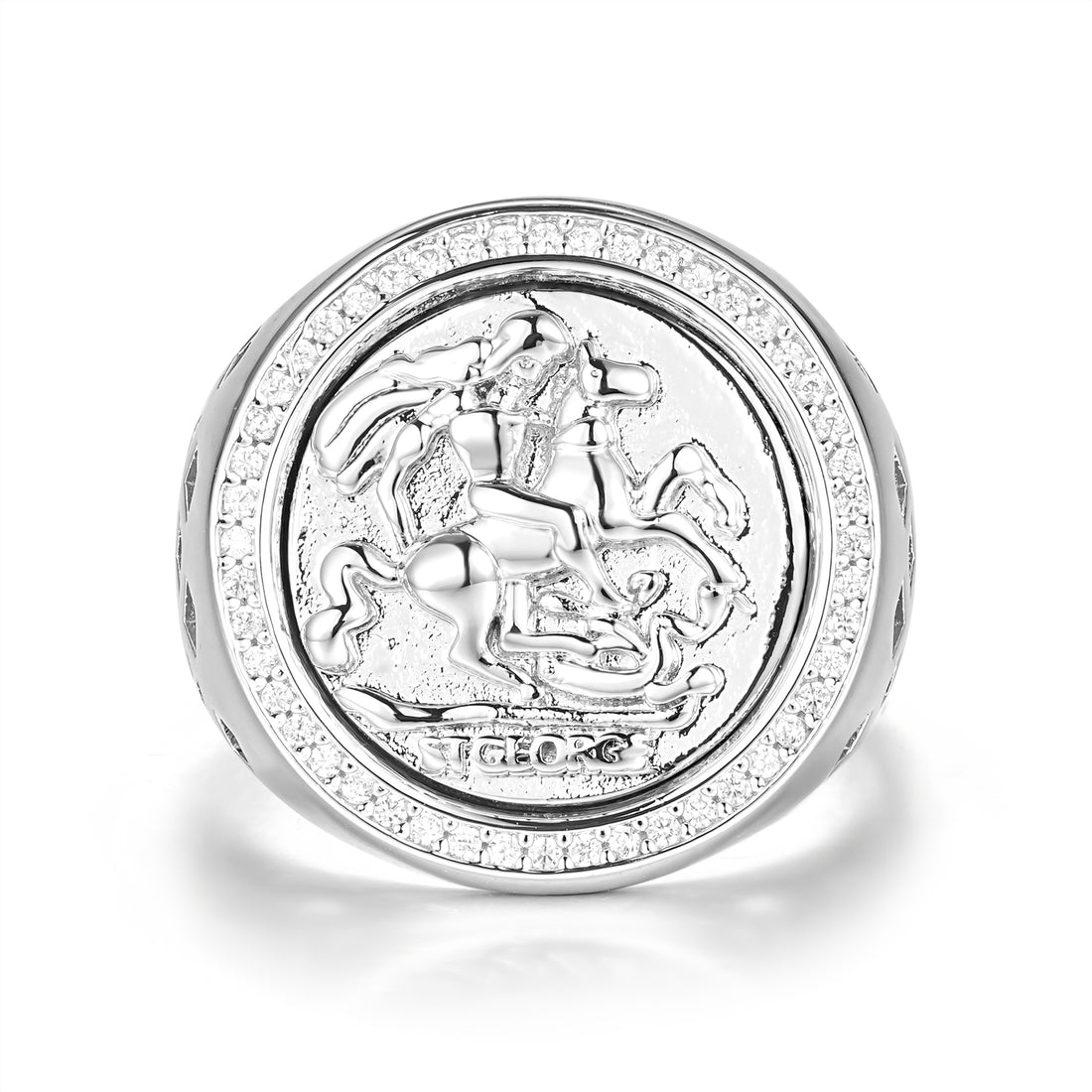 Silver St George Sovereign Ring Adjustable Size 8.5 Q 11g Classic Men’s Jewellery