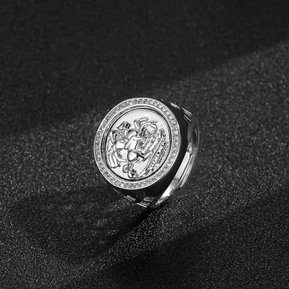 Elegant silver filled ring featuring St George design