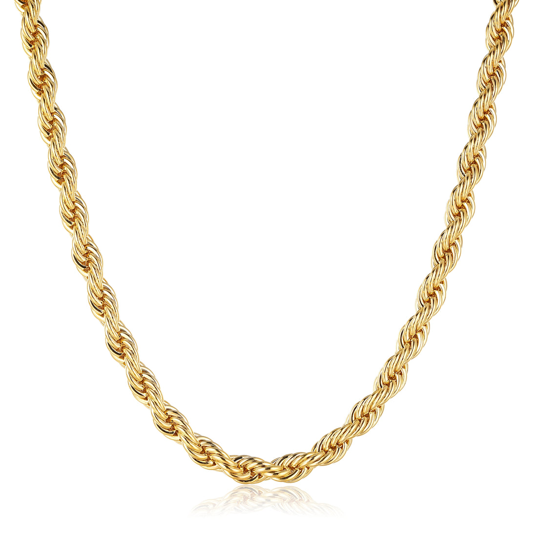 Premium 8mm Gold Rope Chain Necklace 24 Inch