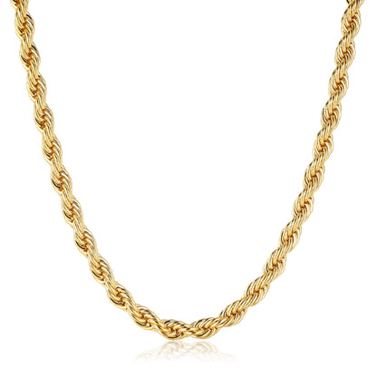 New Premium 8mm Gold Rope Chain Necklace 24 Inch