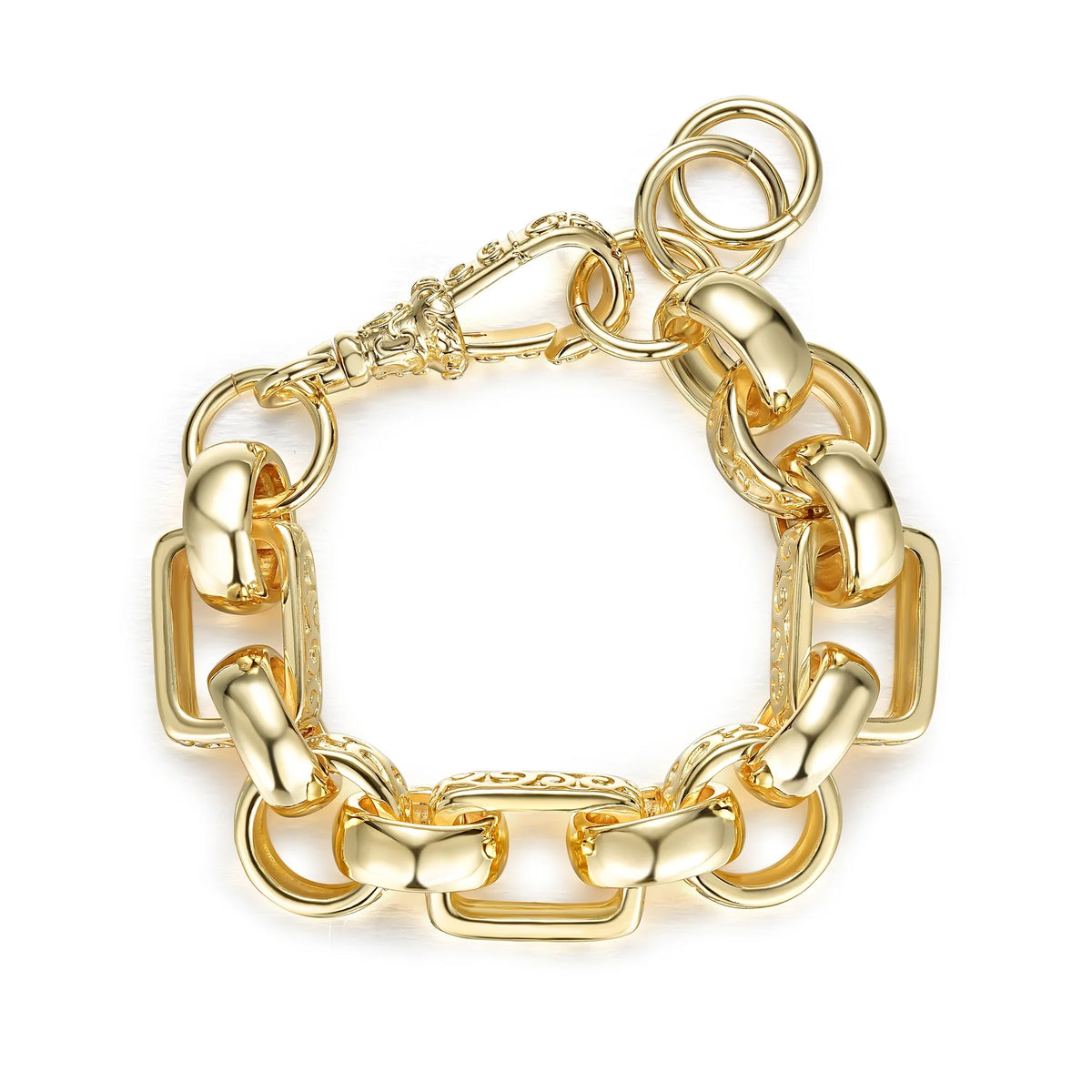 Gold Gypsy Link Belcher Chain &amp; Bracelet Set 10mm