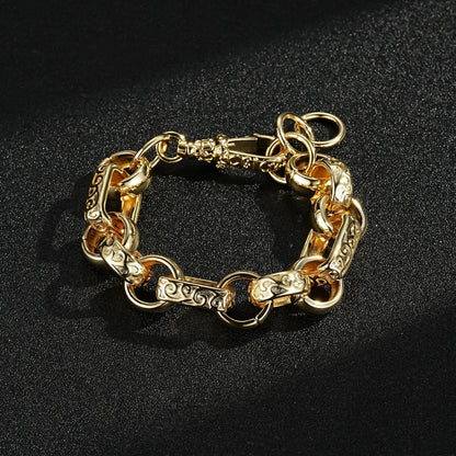 Gold Gypsy Link Belcher Chain &amp; Bracelet Set 10mm