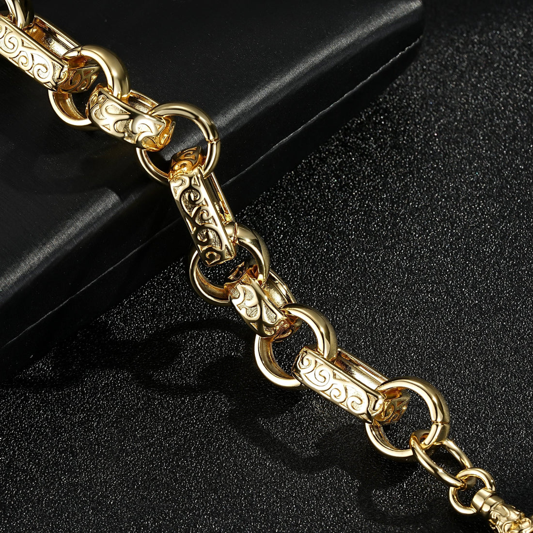 Lightweight small gypsy Link bracelet, gold-filled, 8-8.5 inch length, 45 grams.