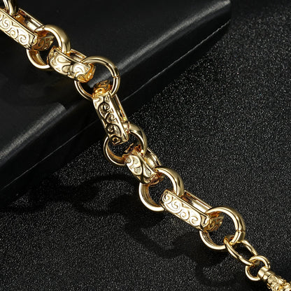 10mm gold gypsy link belcher bracelet