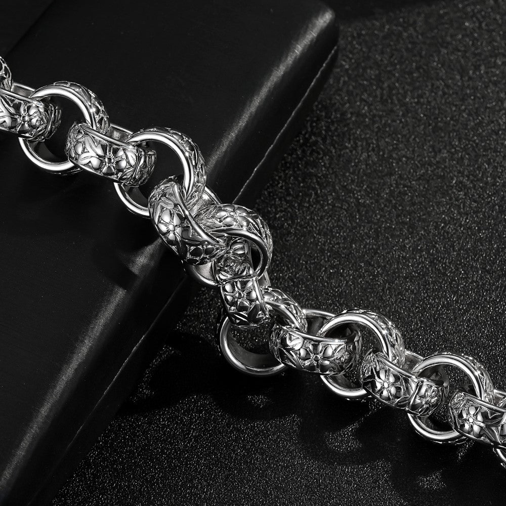 Silver-filled chunky Belcher bracelet, 20mm width, 7.5-8 inches, 100 grams.