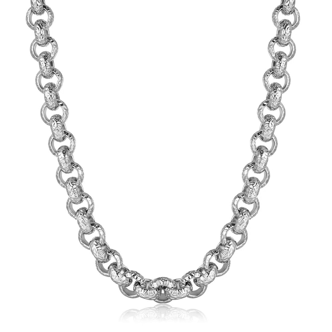 15mm Silver Pattern Leopard Print Belcher Chain Necklace – 24 Inch (New)