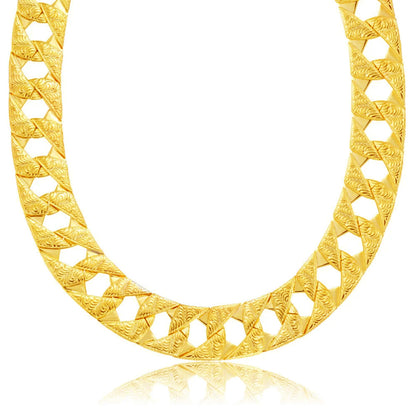 26mm Gold Lizard Ornate Chaps Cuban Curb Chain – 30 Inches, 398g