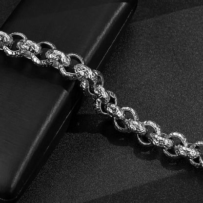 15mm Silver Pattern Leopard Print Belcher Bracelet 8.5 Inch (New)