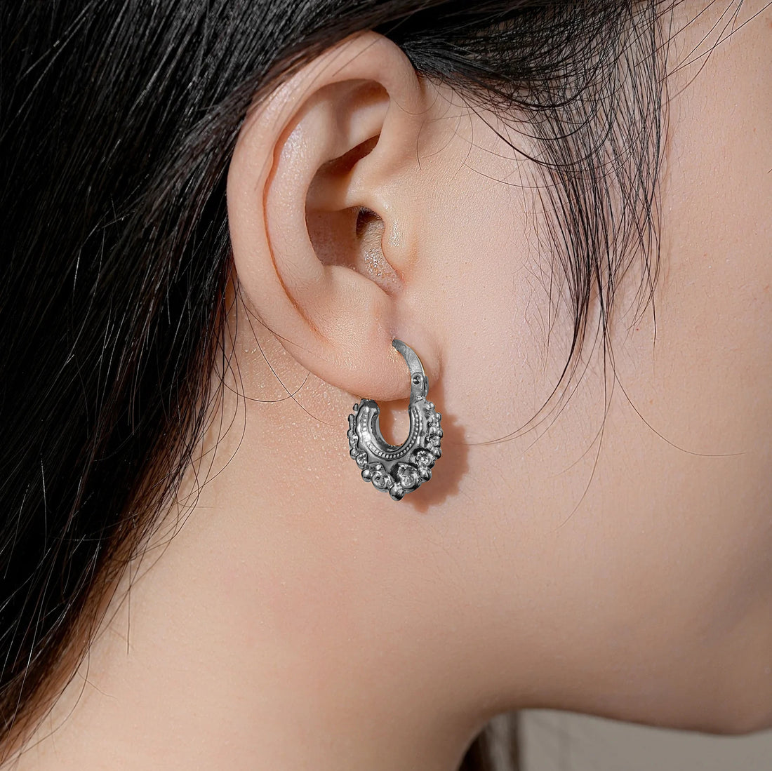 Silver Baby Gypsy Creole Earrings