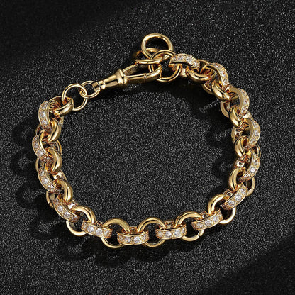 Gold Belcher Chain &amp; Bracelet Set with Albert Clasp 10mm