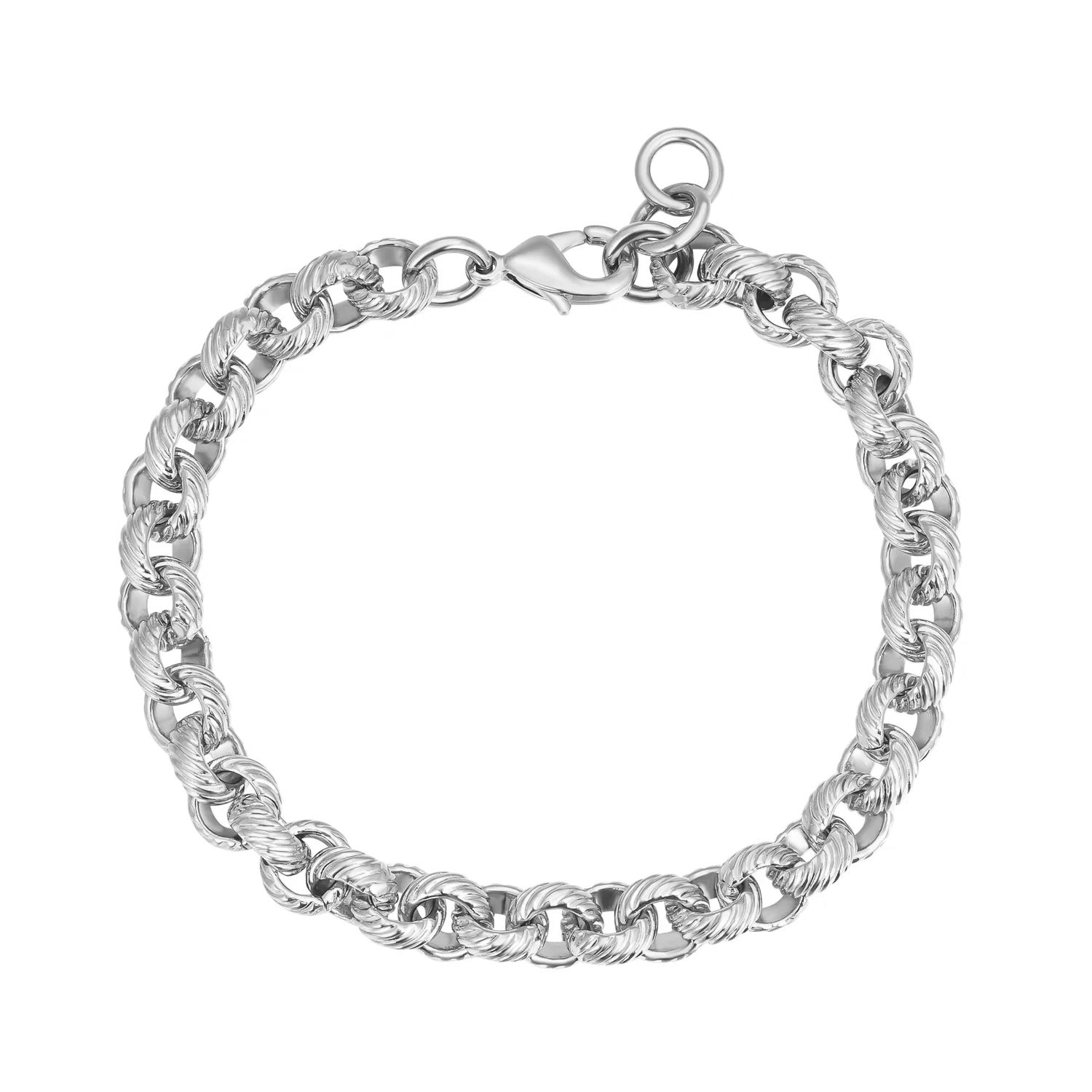 Silver Filled 9mm Lined Pattern Belcher Bracelet 8inches For Men &amp; Women