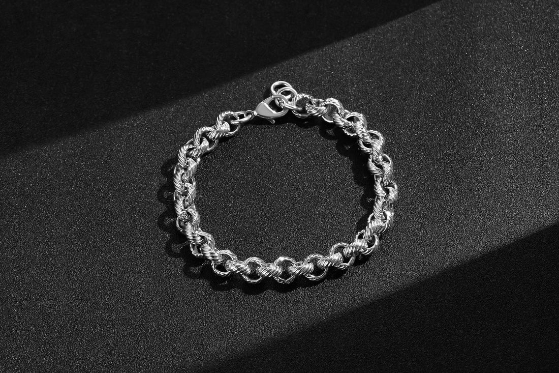 Silver Filled 9mm Lined Pattern Belcher Bracelet 8" For Men &amp; Women