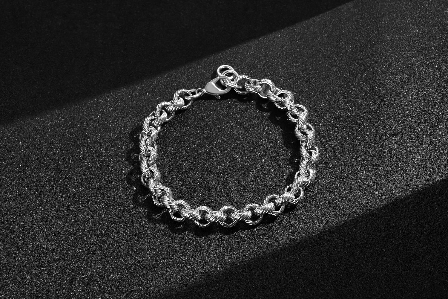 Silver Filled 9mm Lined Pattern Belcher Bracelet 8inches For Men &amp; Women