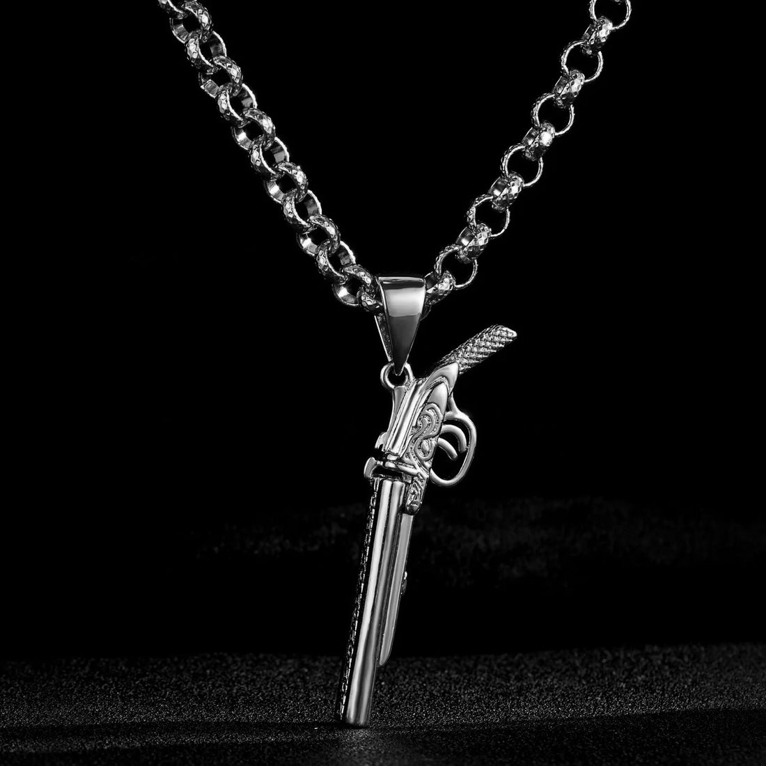 Silver Filled Bonded Double Barrel Shotgun Pendant  24 Inch