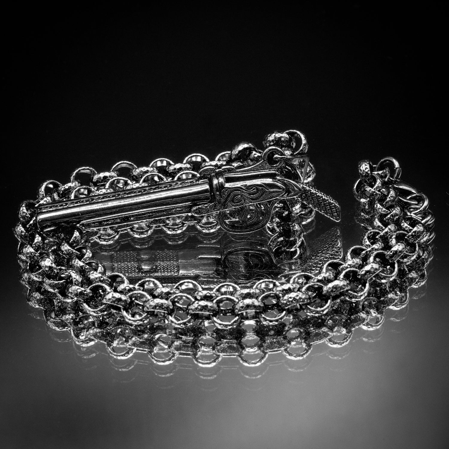 Silver Filled Bonded Double Barrel Shotgun Pendant  24 Inch