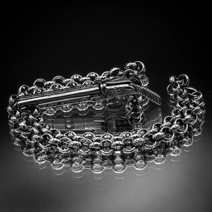 Silver Filled Bonded Double Barrel Shotgun Pendant  24 Inch