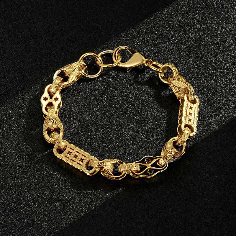 12mm Gold-Filled Tulip x Stars and Bars Bracelet – 8.5/9 Inch