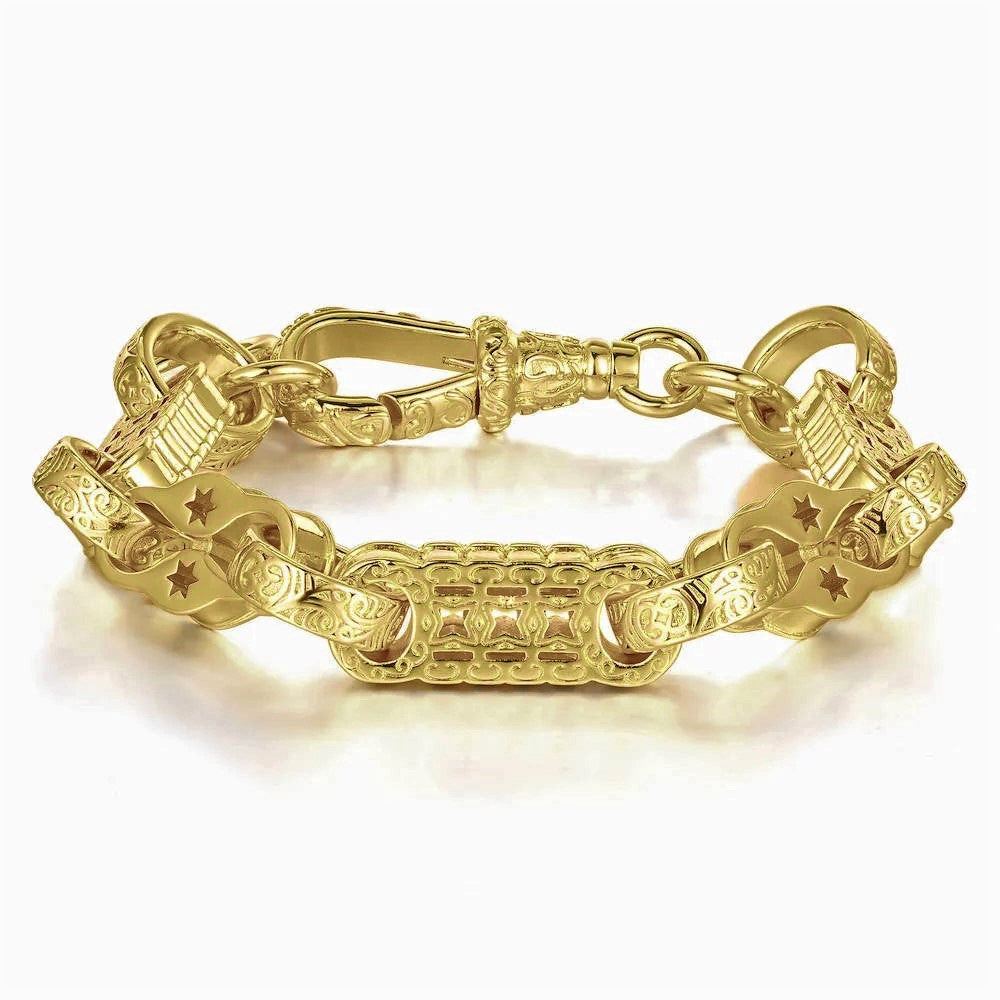 11mm Gold Filled Stars and Bars Bracelet Albert Clasp 8 Inch