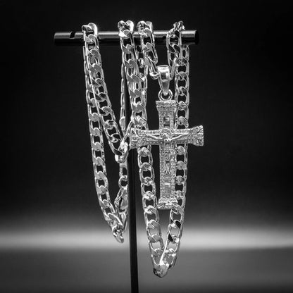 Silver Jesus Crucifix Pendant Necklace 24inches