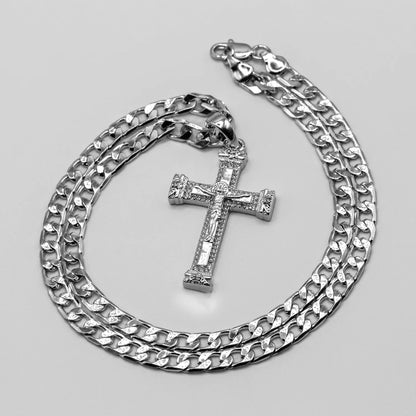 Silver Jesus Crucifix Pendant Necklace 24inches