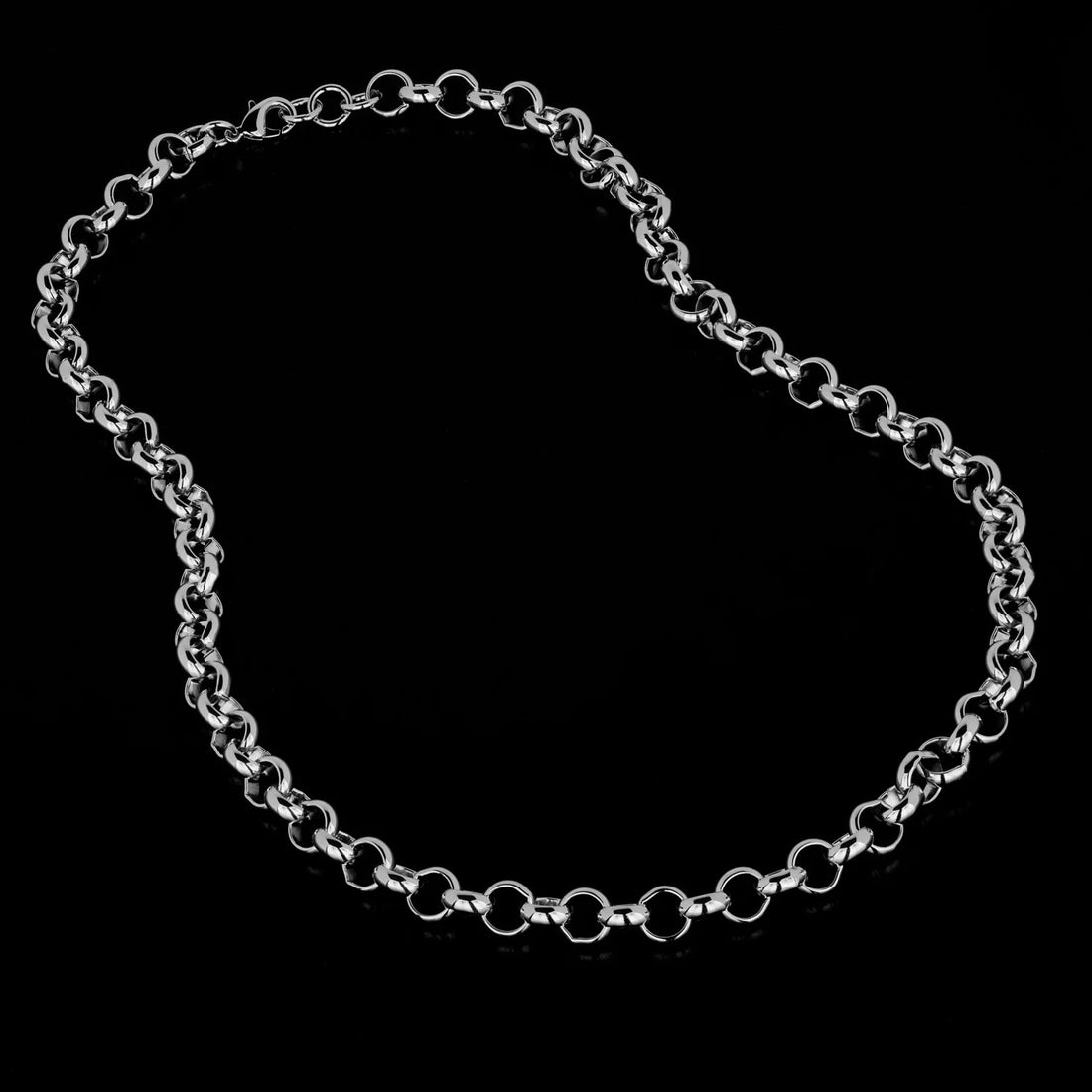 10mm Silver-Filled Diamond Cut Belcher Chain 24 Inch Unisex (New)