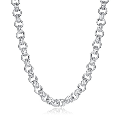 Premium 12mm Silver Plated Diamond Cut Pattern Belcher Chain 30 Inch