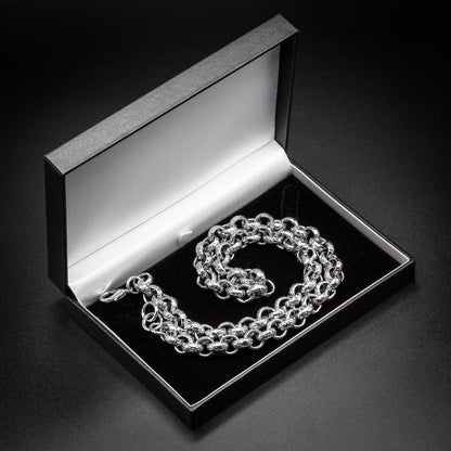 Premium 12mm Silver Plated Diamond Cut Pattern Belcher Chain 30 Inch