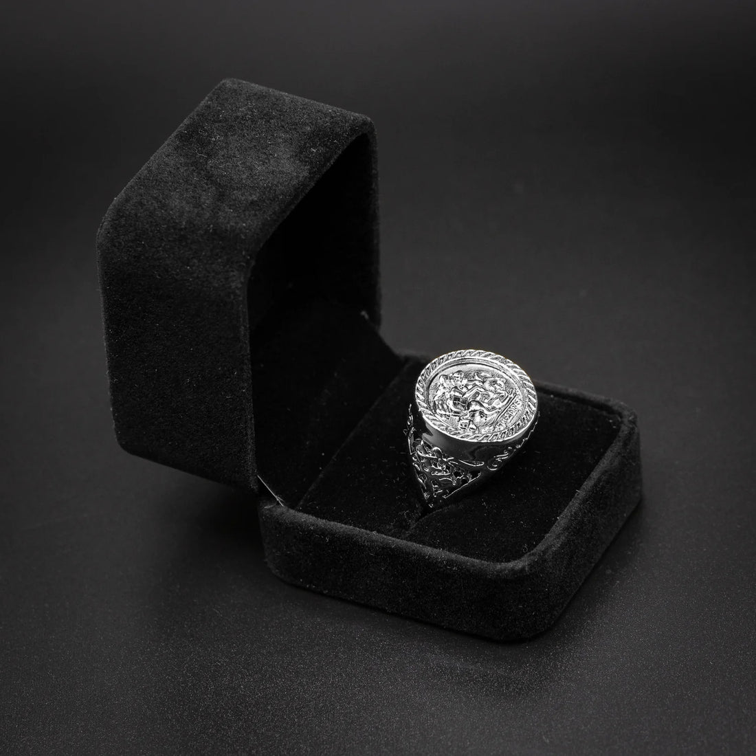 New Silver St George Dragon Slayer Sovereign Adjustable Ring