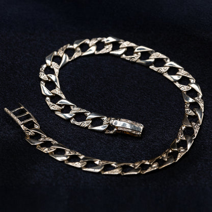 9ct Yellow Gold Gents Curb Chaps Bracelet 8.5 Inch .375