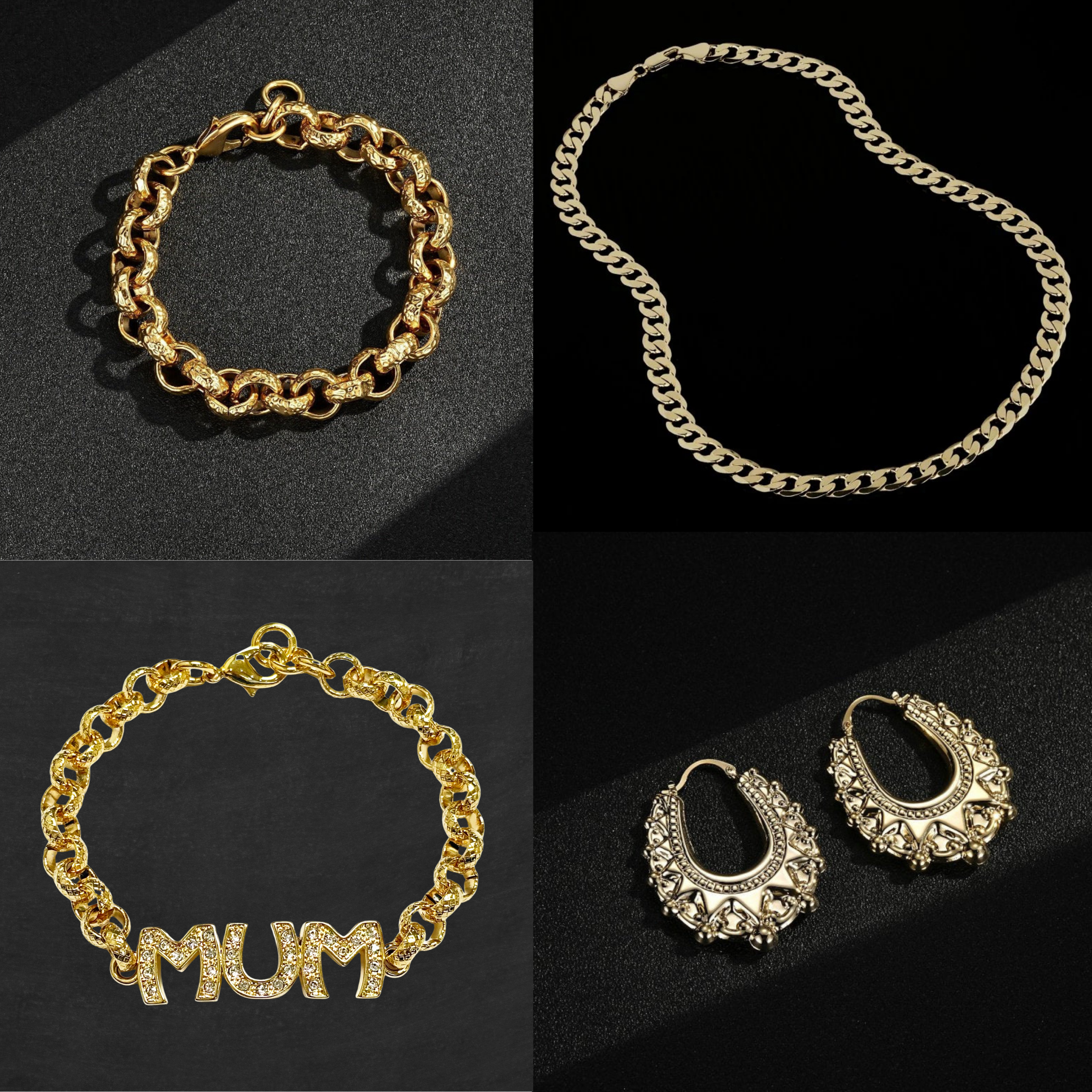 Gold Diamond-Cut Belcher Bracelet 12mm