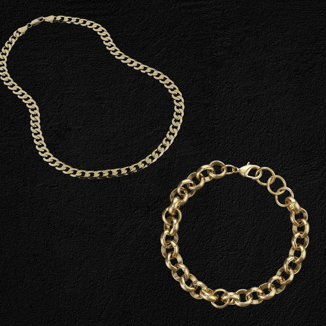 The Mum &amp; Statement Set – Gold Mum Ring &amp; 12mm Silver Belcher Chain