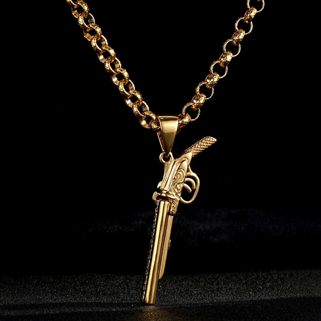Gold Filled Bonded Double Barrel Shotgun Pendant 24 Inches