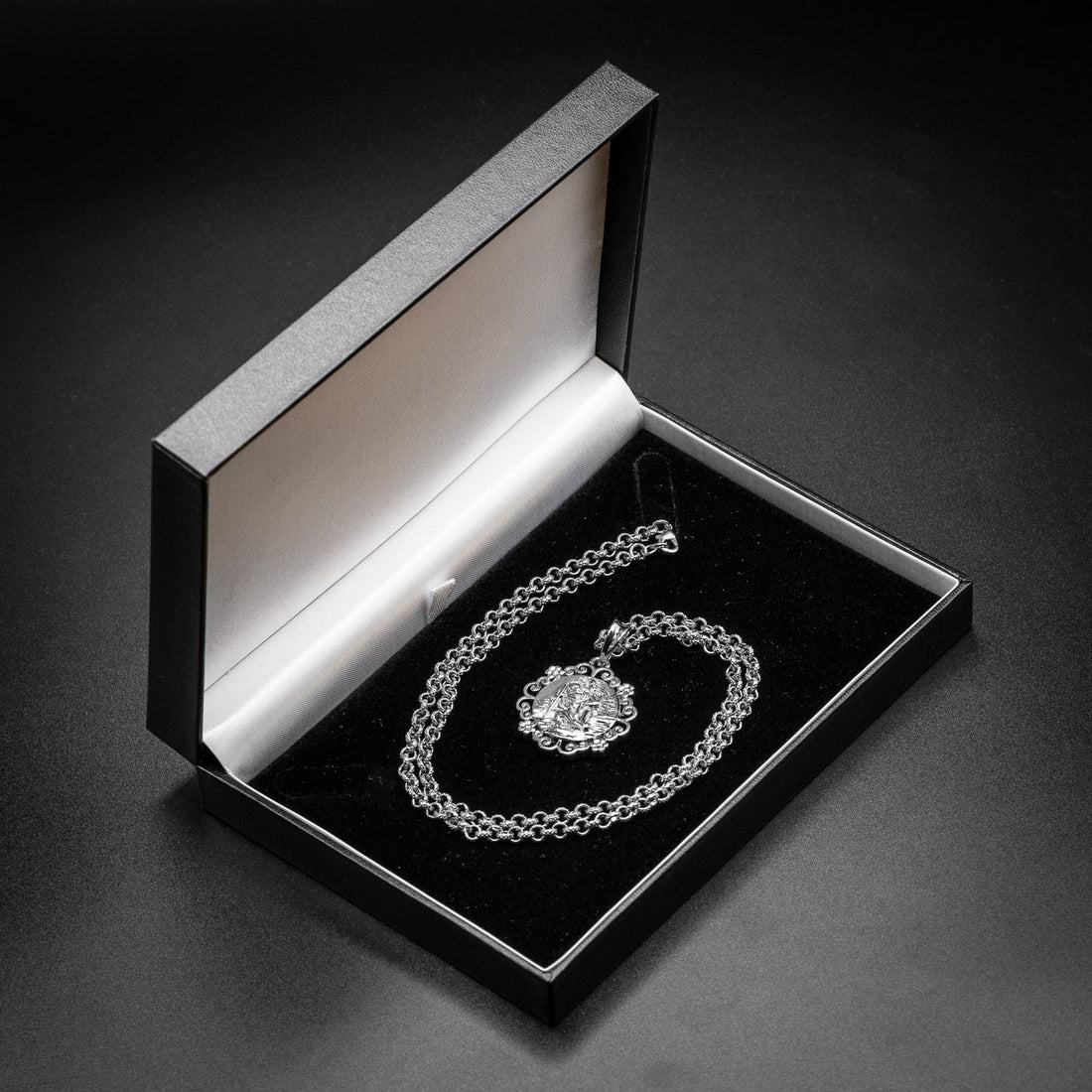 Waterproof Silver St Christopher Pendant with Flower Mount