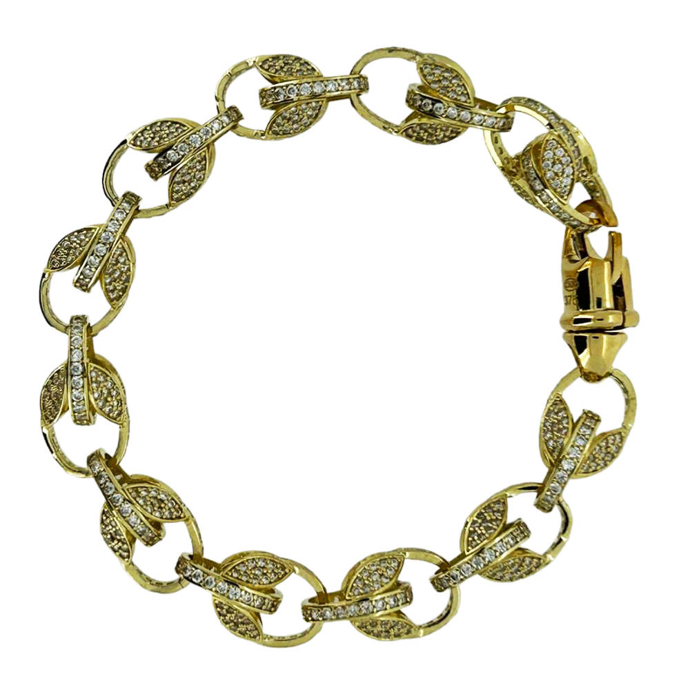 9ct Solid Yellow Gold CZ Tulip Bracelet 8 Inches .375