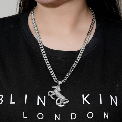 Silver Horse Pendant Necklace 24inches