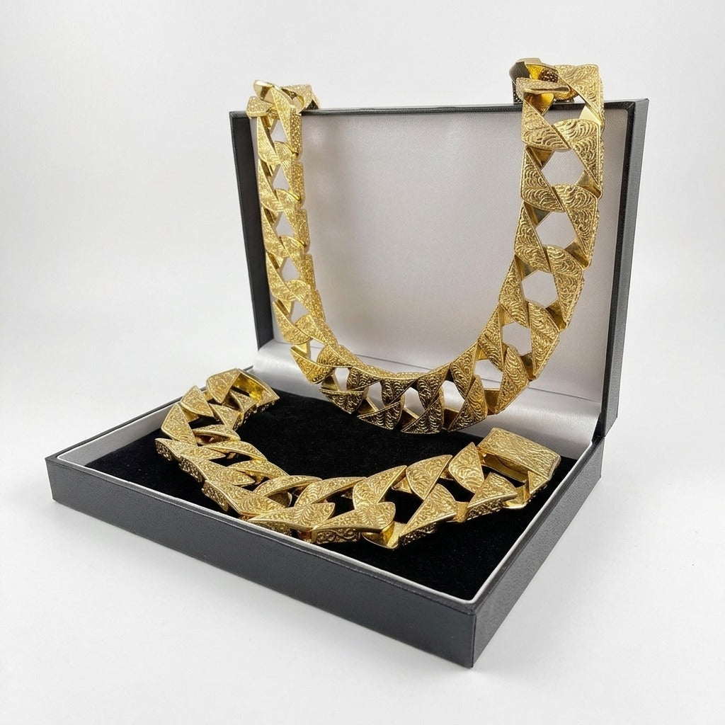 Gold Lizard Ornate Chaps Chain, Bracelet &amp; Set 26mm