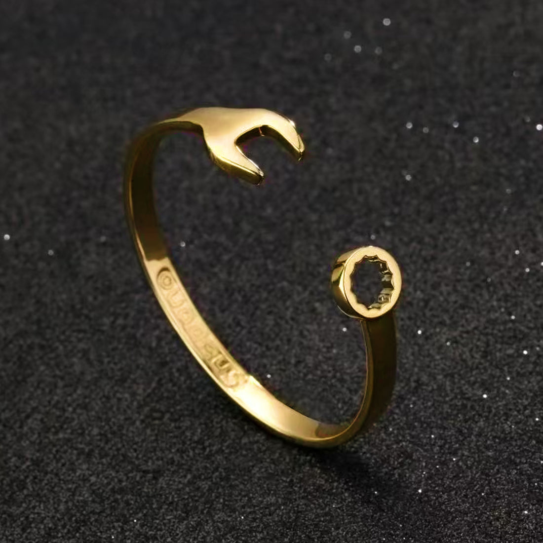Spanner Wrench Bangle Gold Filled | 6mm Adjustable Bracelet | For Kids & Adults