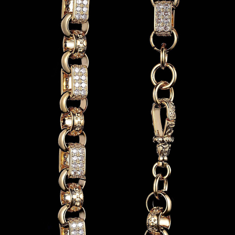 Gold Gypsy Link Belcher Chain with Albert Clasp