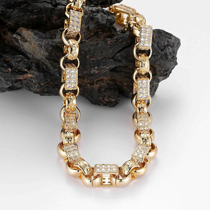 13mm Gold Gypsy Link Belcher Chain Albert Clasp 24 Inch