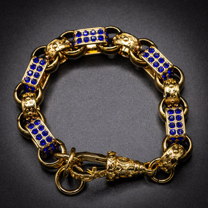 Gold Sapphire Gypsy Link Bracelet 13mm