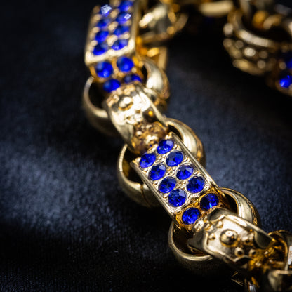 Gold Sapphire Gypsy Link Bracelet 13mm