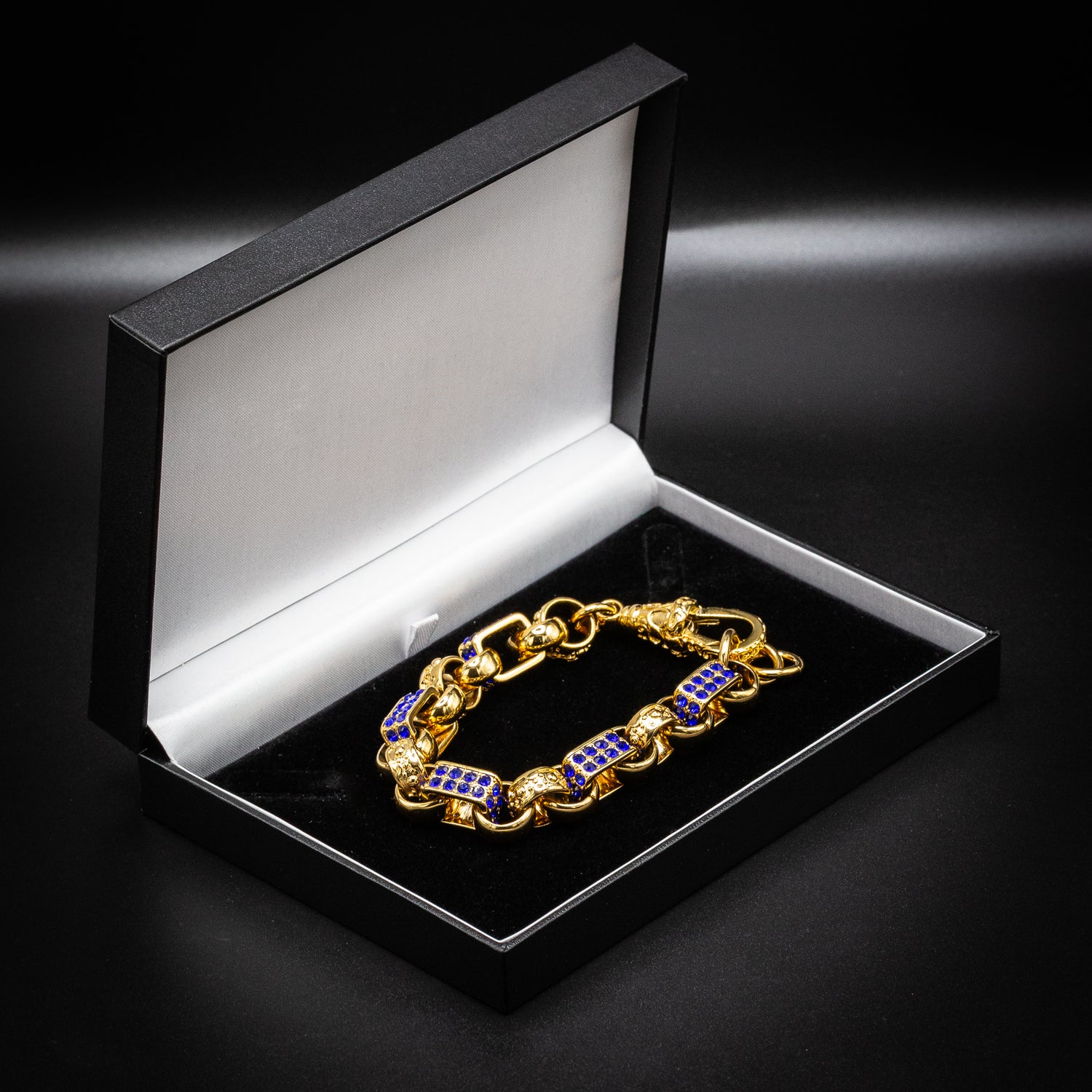 Gold Sapphire Gypsy Link Bracelet 13mm