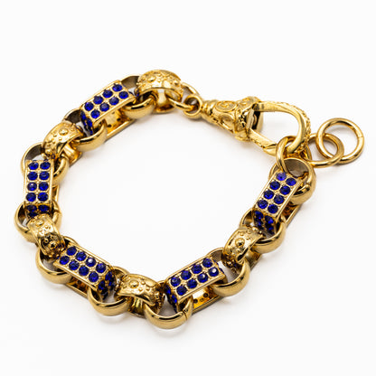 Gold Sapphire Gypsy Link Bracelet 13mm