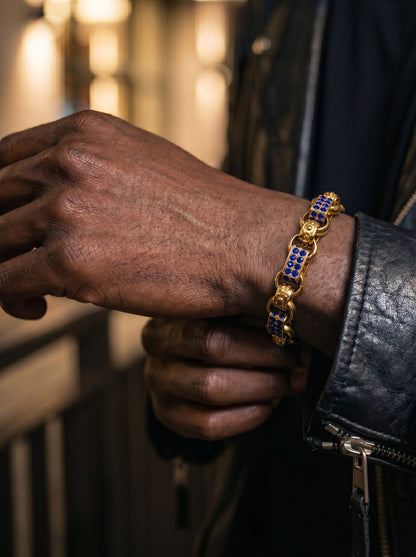 Gold Sapphire Gypsy Link Bracelet 13mm