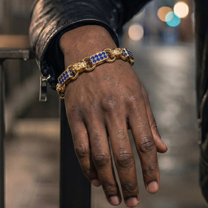 Gold Sapphire Gypsy Link Bracelet 13mm