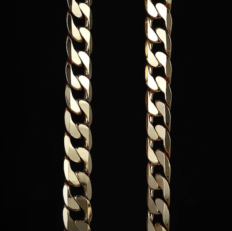 Gold-filled Cuban curb bracelet, 12mm wide, 8 inches long, 36g.