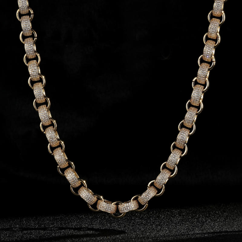 12mm Gold Filled Belcher Chain with Stones, 26 Inches Long