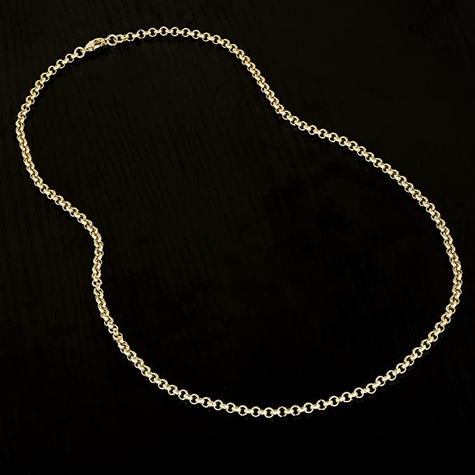 4mm Gold Diamond Cut Pattern Belcher Chain 22 Inch